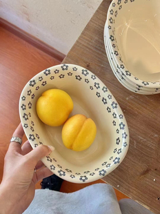 日式高颜值蓝朵朵家用陶瓷碗沙拉碗面碗水果碗酸奶碗餐具套装送礼