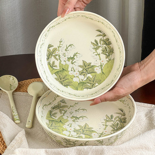 东来幸福铃兰花陶瓷餐具套装碗碟家用菜盘筷勺汤盘釉中彩陶瓷餐具