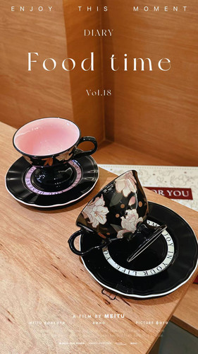 法式复古花卉陶瓷高脚杯碟咖啡杯高颜值优雅拿铁拉花杯下午茶礼物