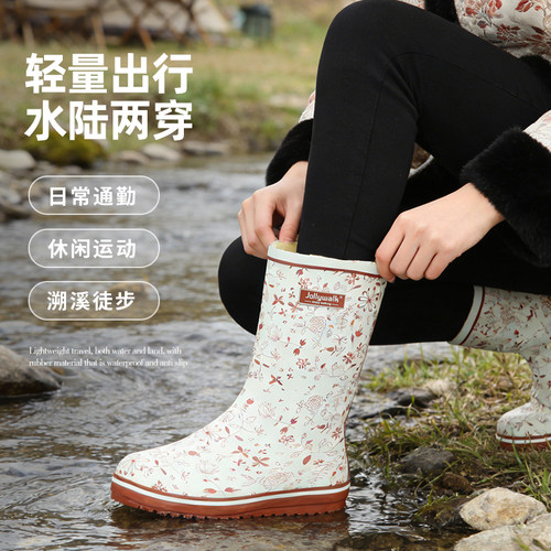 防水鞋时尚花园鞋复古轻量雨鞋