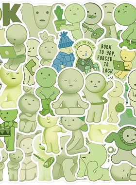 61张smiski角落君贴纸Q版绿色卡通可爱小人装饰手帐手机防水贴画