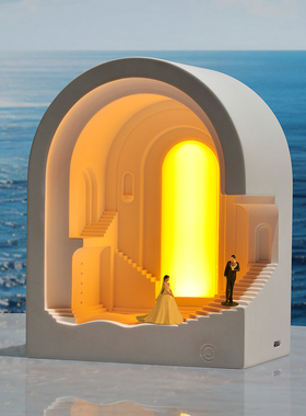 新婚礼品水波云梯香薰小夜灯床头氛围摆件送闺蜜女生日结婚礼物