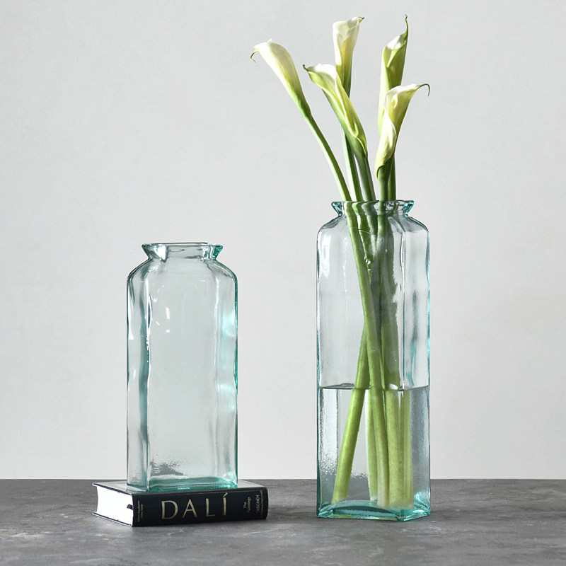 迦乐西班牙进口正品北欧简约环保复古玻璃方形高花瓶艺术花器,家居饰品,花瓶,淘宝优惠券,粉丝福利购,淘宝优惠卷