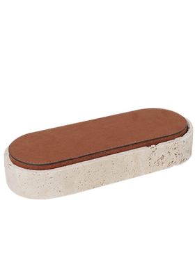 侘寂风银灰洞黄洞石首饰盒