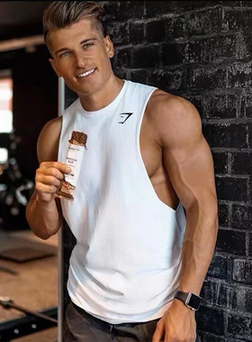 GYMSHARK CRITICAL无袖训练背心男士宽松健身跑步运动纯棉上衣