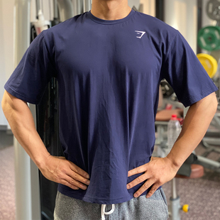GYMSHARK宽松短袖 男运动休闲T恤肌肉鲨鱼训练跑步健身衣纯棉圆领
