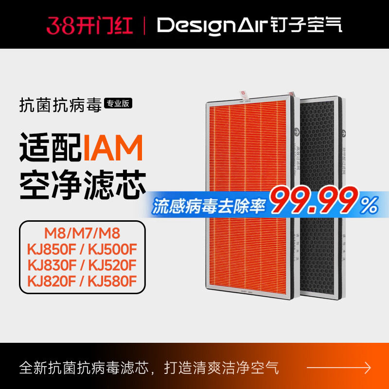 适配IAM空气净化器kj500f滤芯M8pro/780/770/580/850/M6/M7过滤网