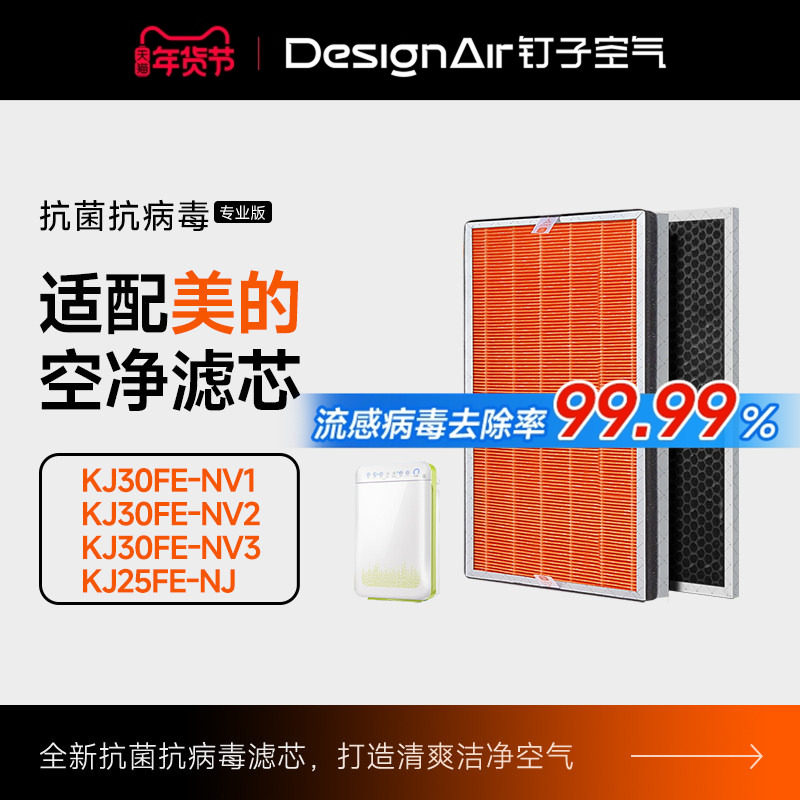 适配美的空气净化器滤网KJ30FE-NM/NM1/WB/WB1/KJ290G-F31过滤芯