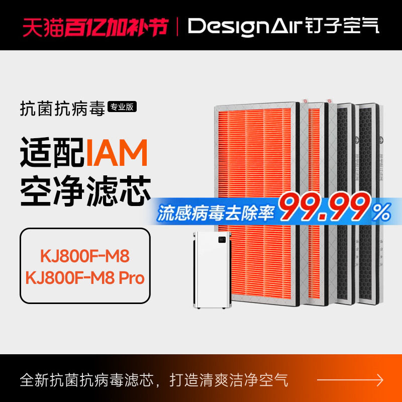 适配IAM空气净化器过滤网KJ800-M8/M8Pro滤芯活性炭除甲醛除PM2.5