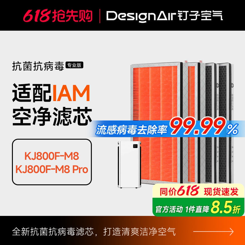 适配IAM空气净化器过滤网KJ800-M8/M8Pro滤芯活性炭除甲醛除PM2.5