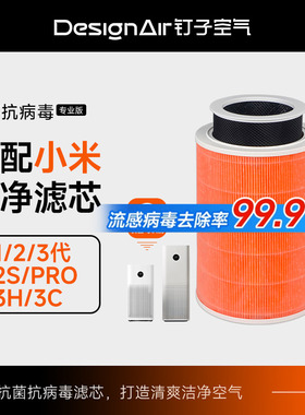 适配小米空气净化器滤芯2S 1 2 3代Pro/5S米家抗菌4lite过滤网