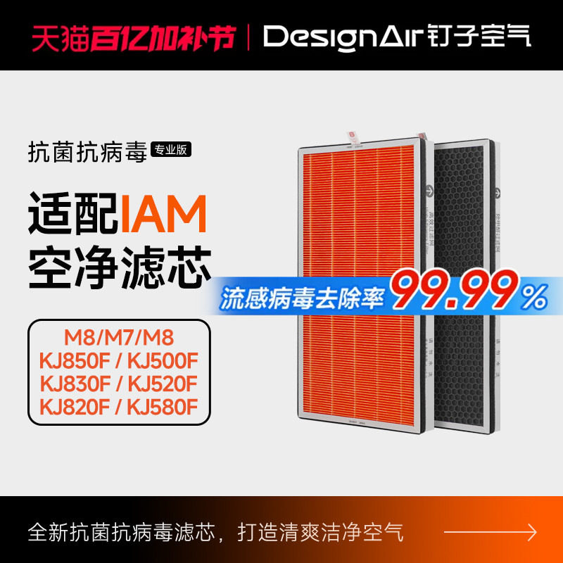 适配IAM空气净化器kj500f滤芯M8pro/780/770/580/850/M6/M7过滤网