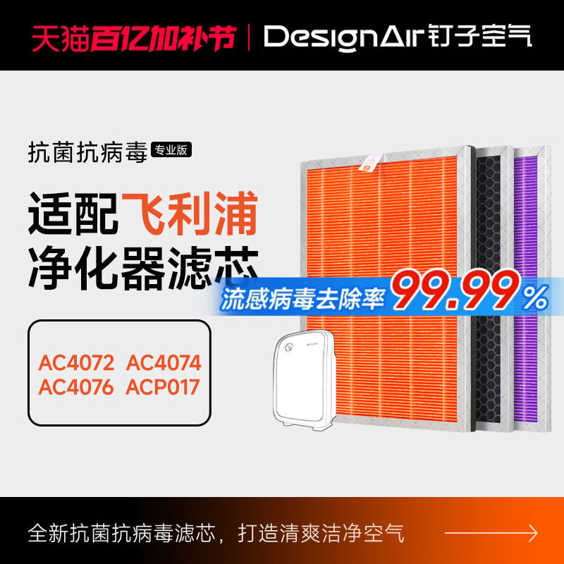 适配飞利浦空气净化器滤芯AC4072/4074/4076过滤网FY3107/4152/37