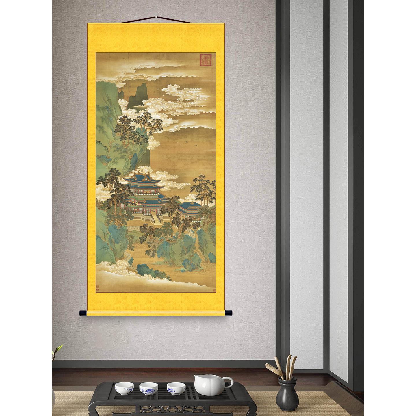 仙家堂口山水画无活物家仙装饰画堂单挂画暗堂画竖中式卷轴画定制