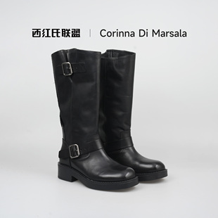 靴X2550M632跟高4.5cm半码 圆头长筒时装 牛皮 拍小 大壮•西红氏