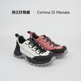 【大壮•西红氏】新款外牛内全羊皮拼色潮流时尚休闲女鞋跟高4cm