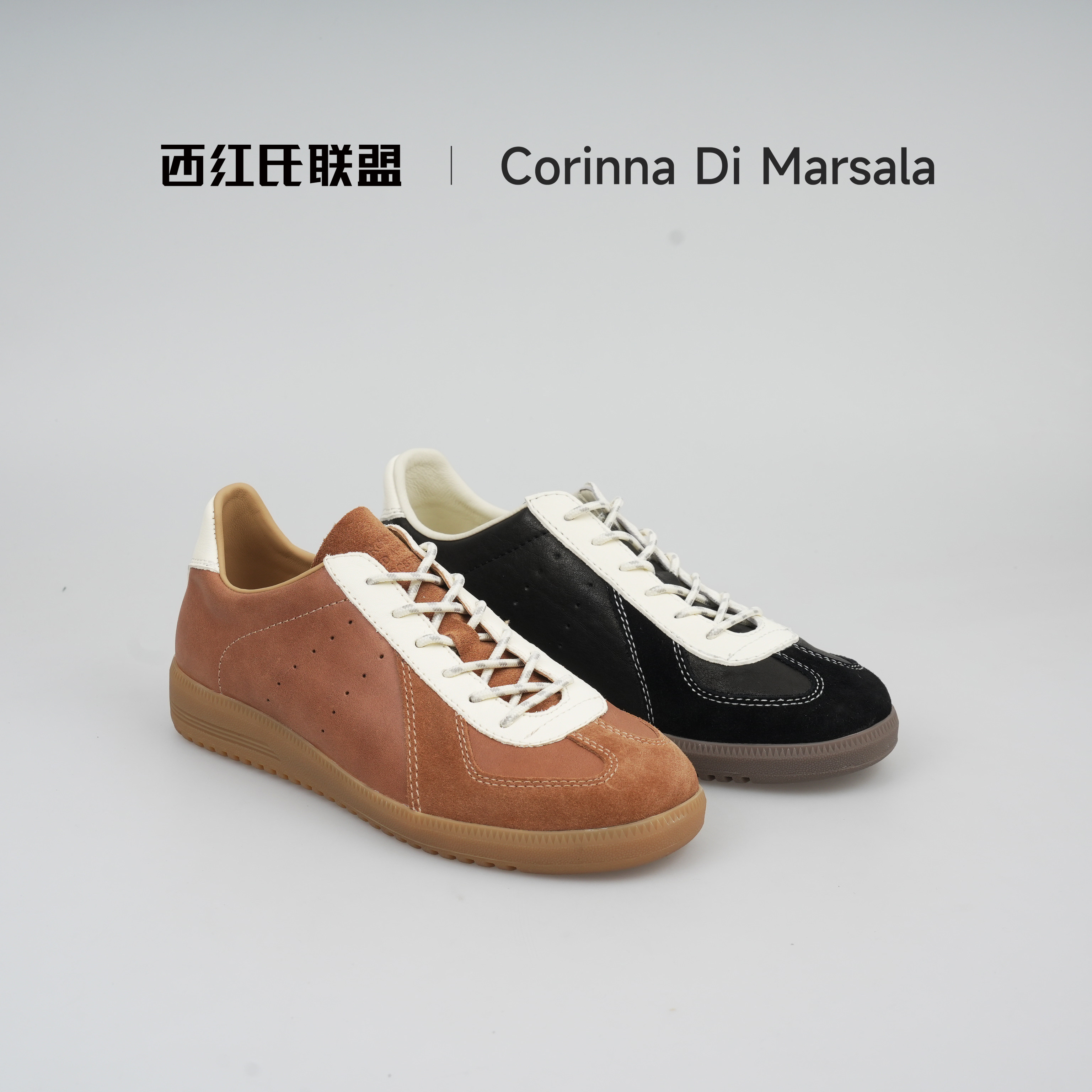 【大壮•西红氏】反绒牛皮复古撞色拼接平底休闲女士板鞋,运动鞋new,德训鞋,淘宝优惠券,粉丝福利购,淘宝优惠卷