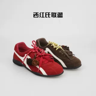 【大壮•西红氏】新款牛皮时尚复古松果休闲鞋跟高2cm半码拍大