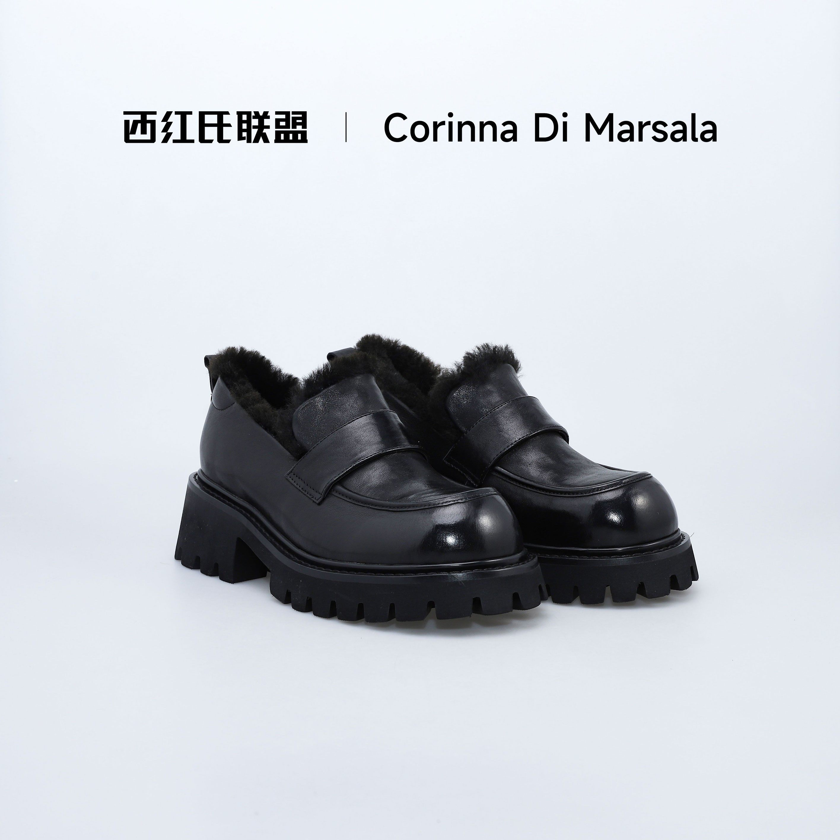 【西红氏】冬复古马皮厚底加绒羊毛乐福鞋,女鞋,乐福鞋（豆豆鞋）,淘宝优惠券,粉丝福利购,淘宝优惠卷