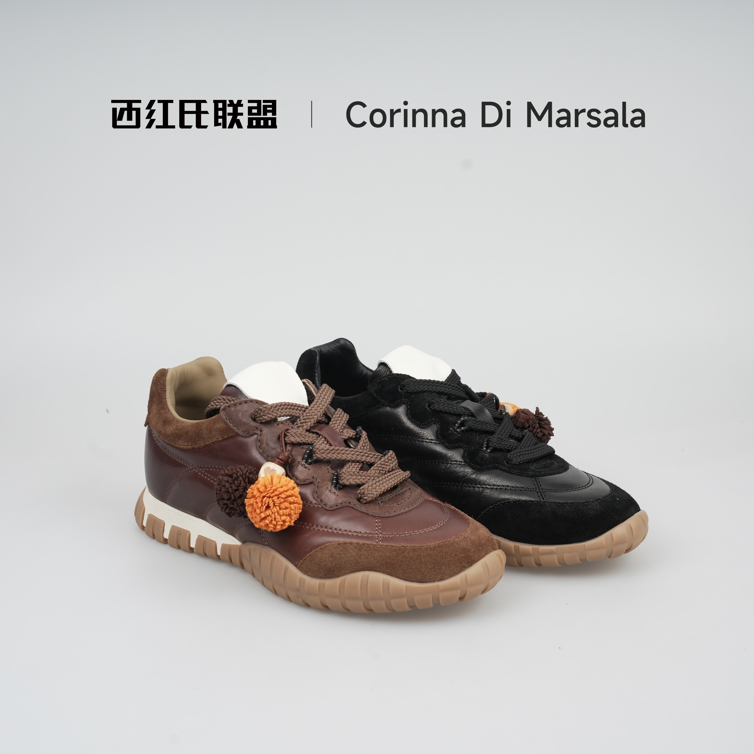 【大壮•西红氏】25年新款羊皮圆头跟高3cm半码拍大休闲鞋