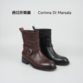 大壮•西红氏 牛皮短靴金属扣马丁靴X22A355M162跟