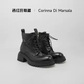 水洗牛皮英伦靴时尚 大壮•西红氏 休闲高货马丁靴跟高5cm