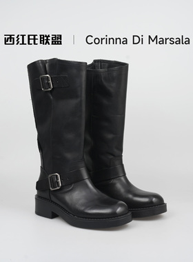 【大壮•西红氏】牛皮~圆头长筒时装靴X2550M632跟高4.5cm半码拍小