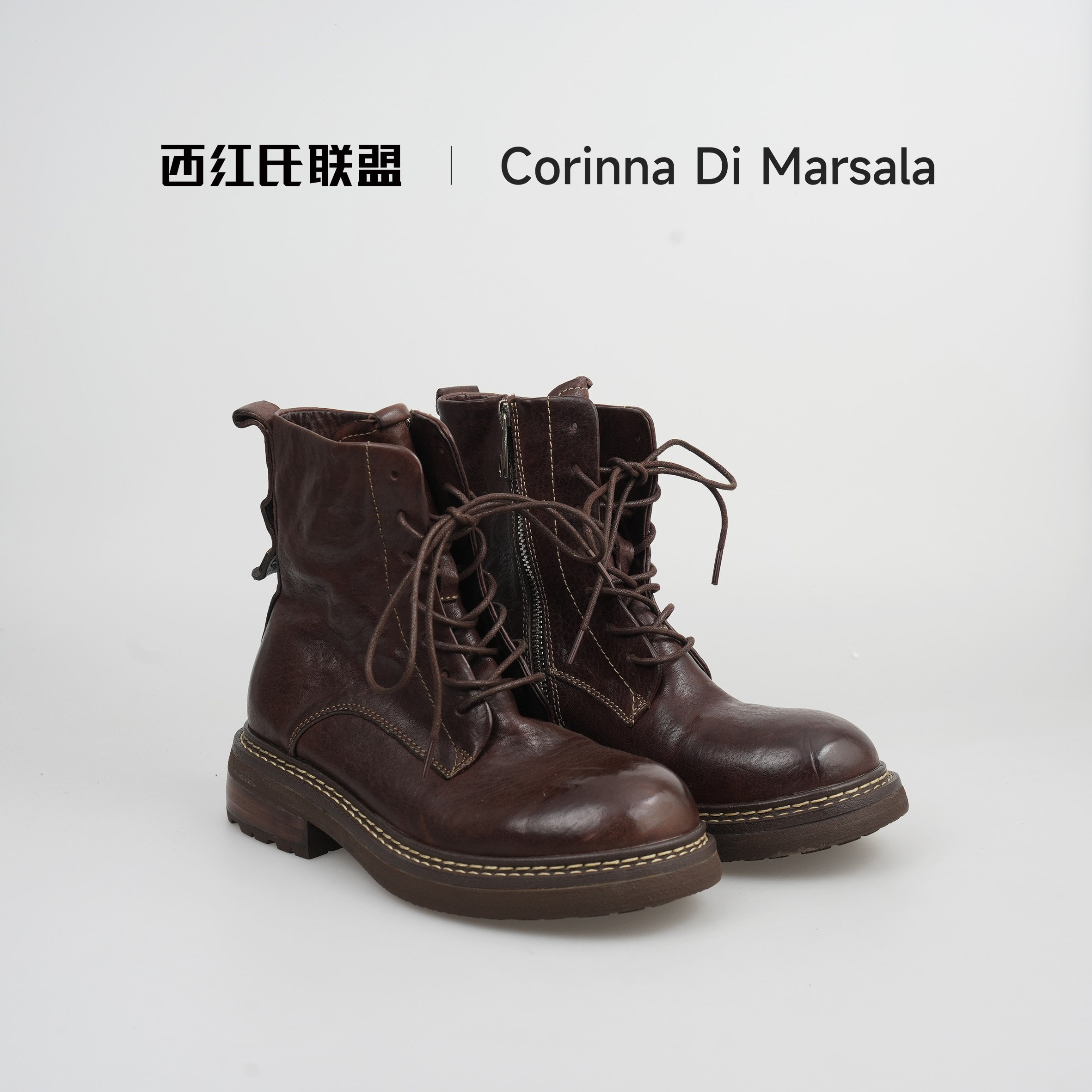 【大壮•西红氏】25新款马皮圆头跟高4cm马丁靴半码拍大,女鞋,马丁靴,淘宝优惠券,粉丝福利购,淘宝优惠卷