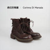 拍大 马皮圆头跟高4cm马丁靴半码 大壮•西红氏 25新款