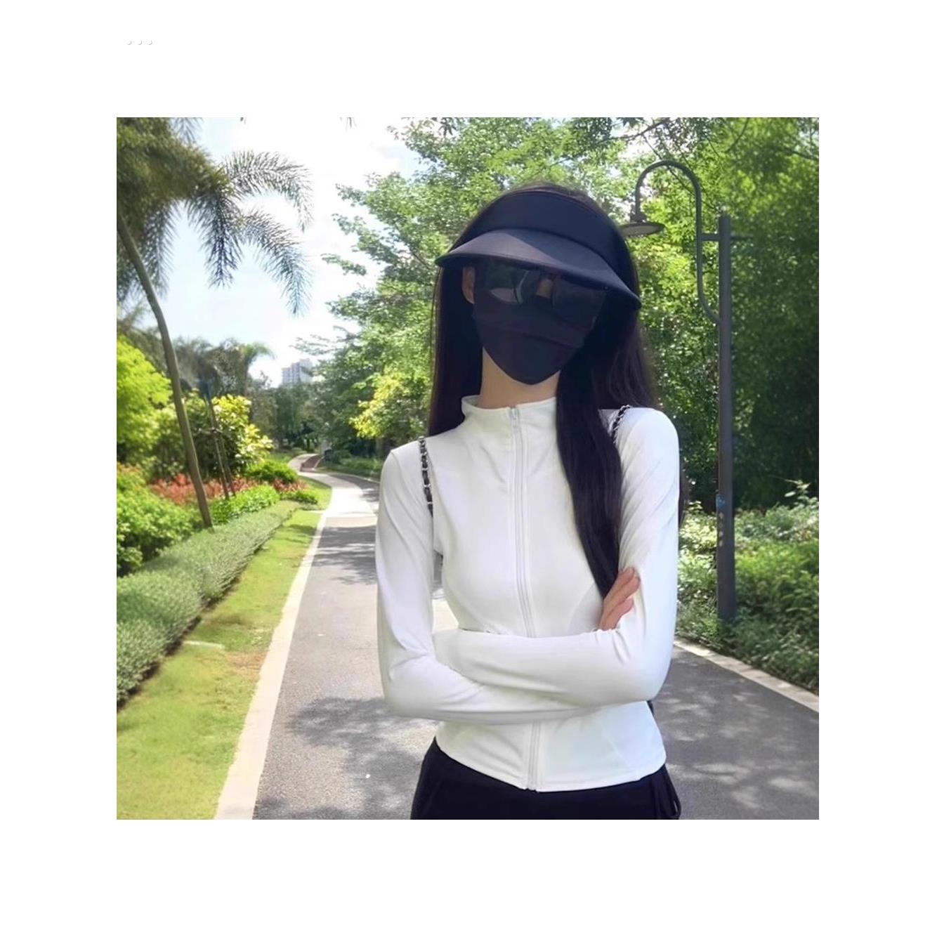白色冰丝防晒衣女夏季2025新款修身防晒服立领开衫防紫外线短外套