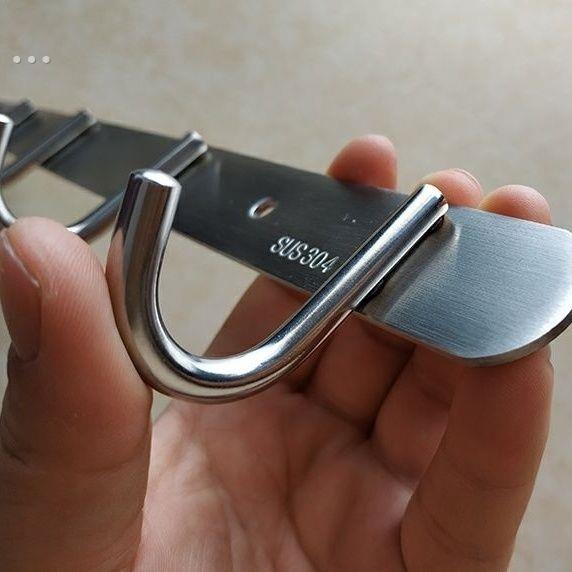 不锈钢连排挂钩厨房墙壁排钩浴室挂衣架可打孔强力承重304一排钩