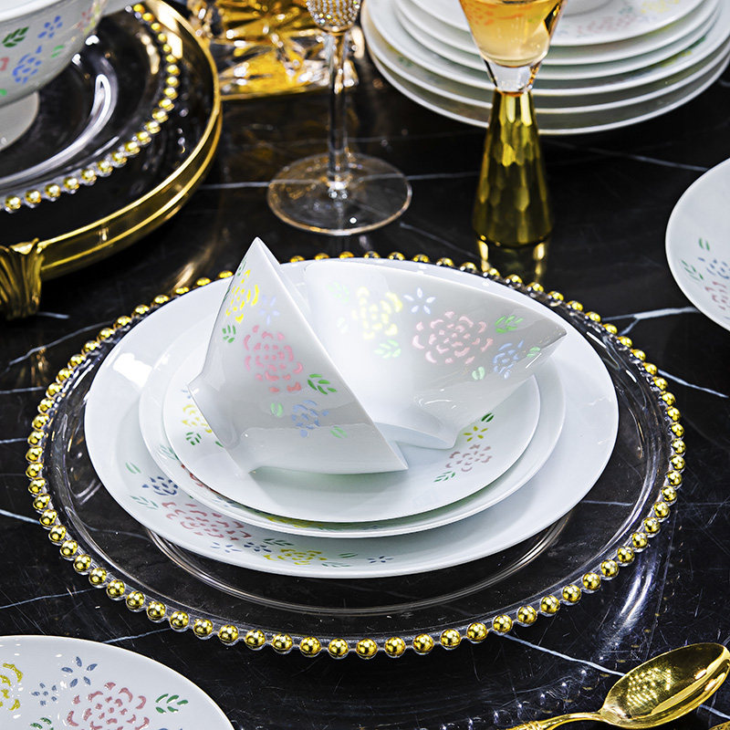 【光影食器】景德镇五彩玲珑餐具透光米饭碗盘套装家用轻奢中式风,餐饮具,碗,淘宝优惠券,粉丝福利购,淘宝优惠卷