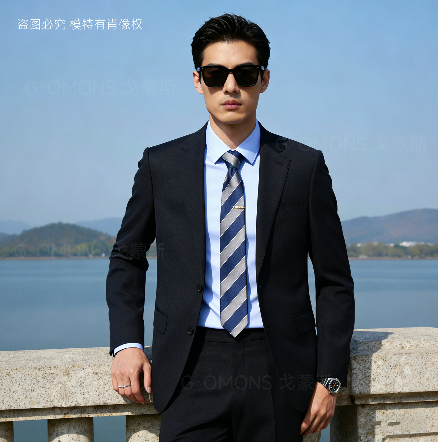 男士商务西服套装黑色