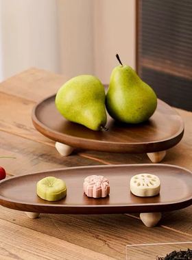 木质椭圆茶点盘可爱高级感摆件