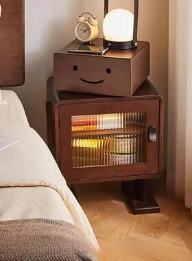 笑脸木质收纳盒床头柜摆件