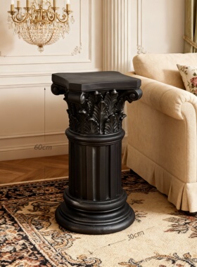 欧式古典爱奥尼亚柱黑色石材摆件