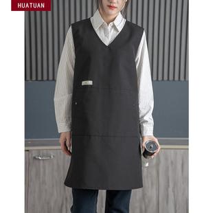 帆布围裙防泼水无袖中餐厅马甲式时尚成人罩衣工作服定制男女厨房