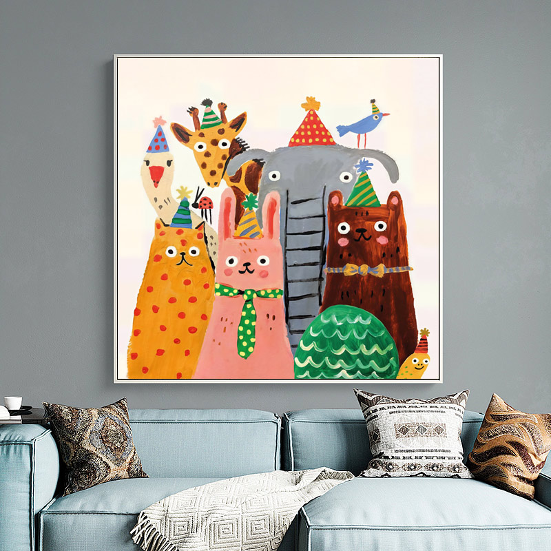 北欧卡通动物抽象装饰画入户玄关挂画壁画儿童房床头艺术画墙壁画图片