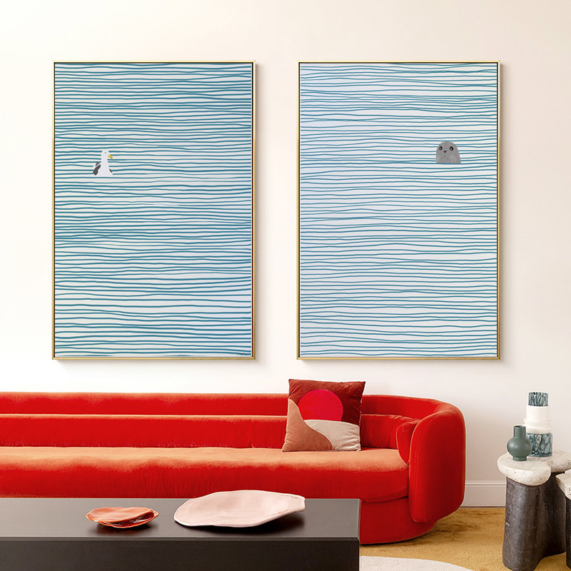 北欧现代简约动物装饰画儿童房挂画卡通抽象艺术画名宿小众床头画图片