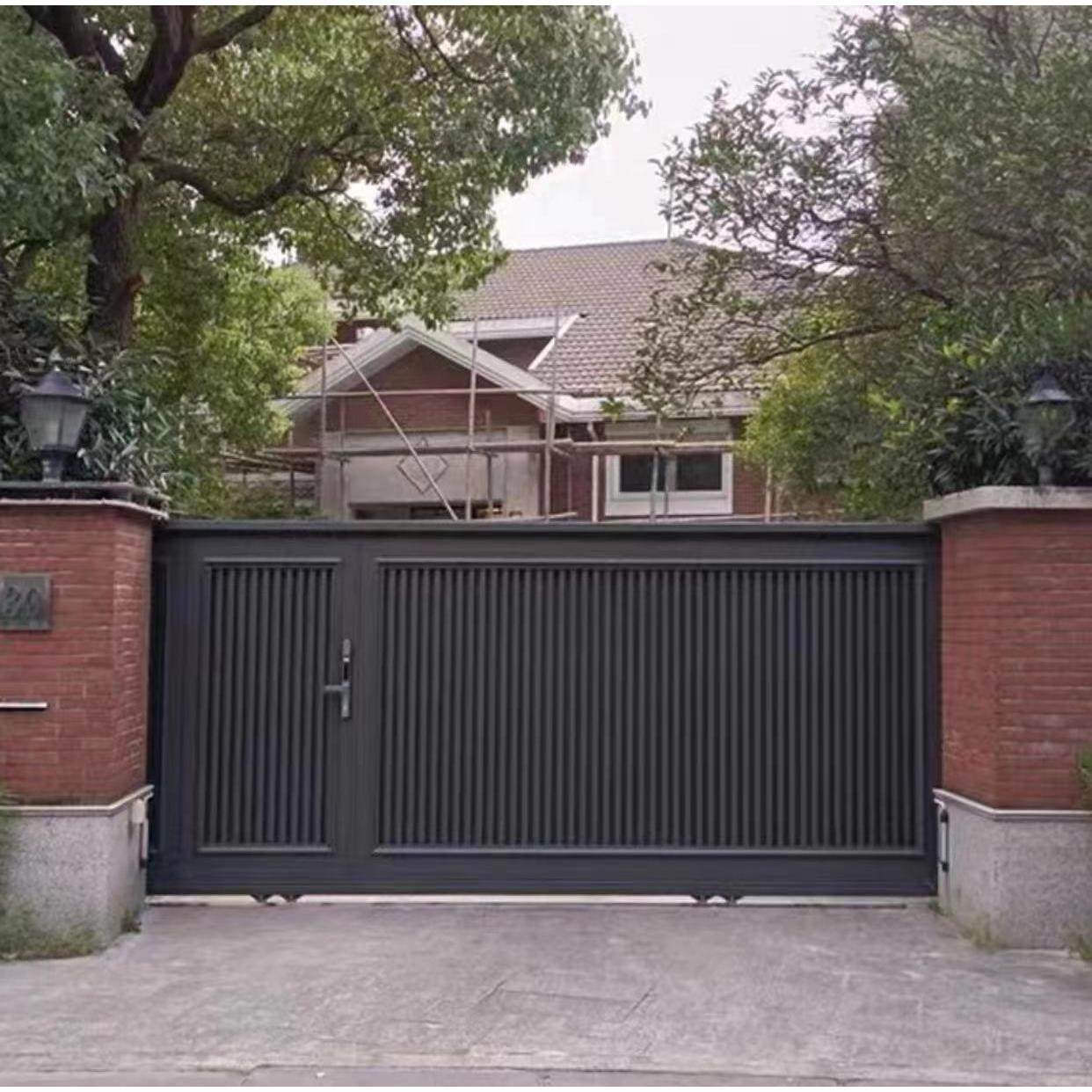 铝合金现代风别墅庭院大门铝艺电动平移门车库门推拉门单双开大门