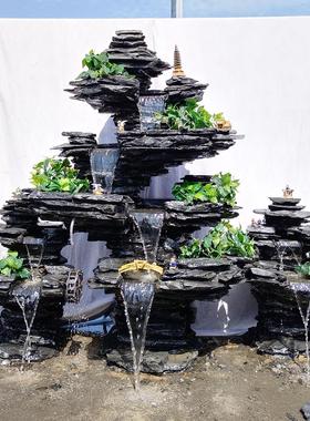 天然原石庭院假山真石瀑布水景摆件手工造景假山摆设落地式风水装