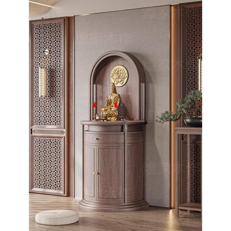 新中式黑胡桃木佛龛立柜子家用实木佛堂财神爷观音菩萨佛像供奉台