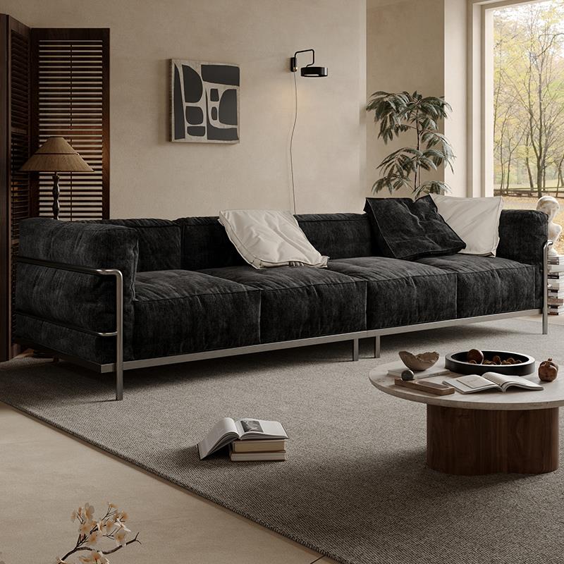 意式复古雪尼尔绒柯布西耶LC3沙发小户型公寓中古包豪斯绒布沙发