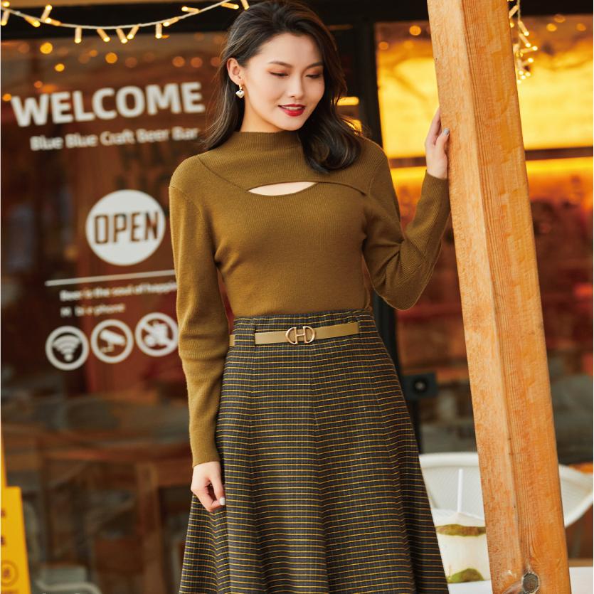 卡索长袖含羊针织衫亲肤柔软上衣