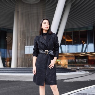 ET7344354189卡索castle毛呢外套气质大衣小个子收腰赫本风穿搭女