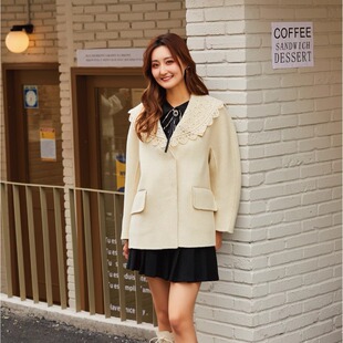 ET9243334769卡索castle大衣女2024冬季商场同款甜美穿搭毛呢外套