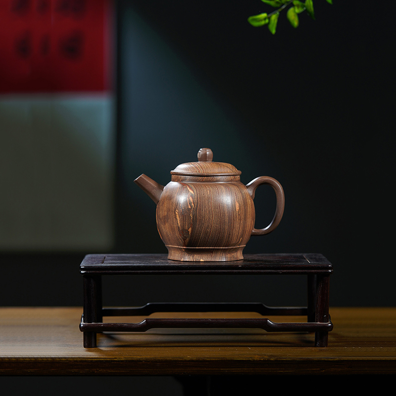宜兴紫砂壶原矿绞泥全纯手工六方宫灯汉瓦仿古壶家用茶壶具