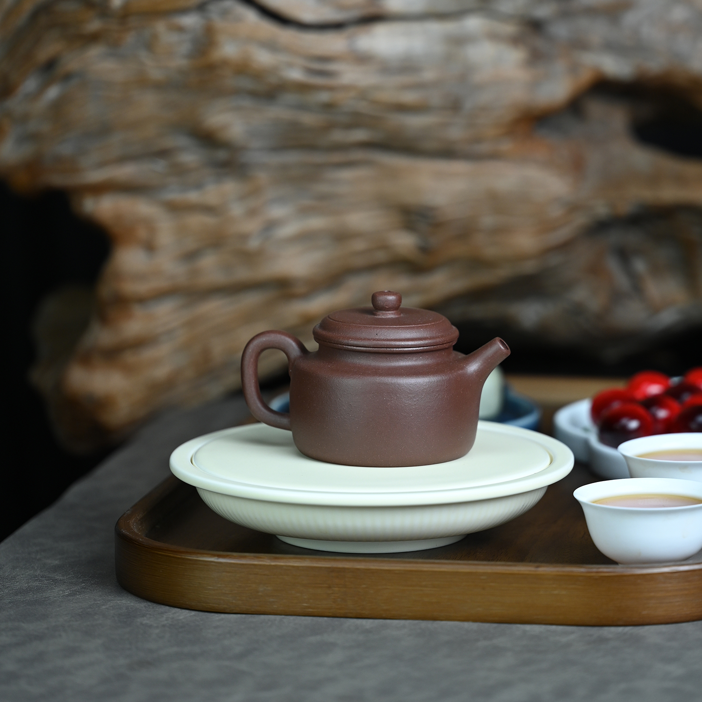 宜兴紫砂壶原矿紫泥纯手工德钟国风自用光素功夫泡茶壶茶具150ML