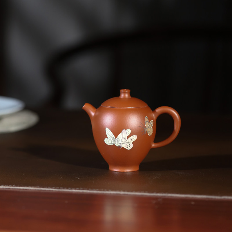 原矿朱泥纯手工彩绘怀香200ml中式功夫泡茶壶茶具正宗宜兴紫砂壶
