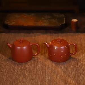 原矿朱泥全手工洒金汉铎200ML组合宜兴紫砂壶功夫泡茶壶茶具礼品